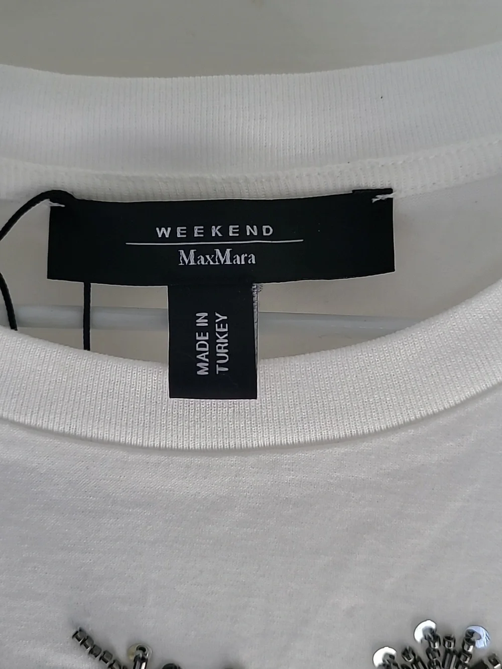 Weekend By Max Mara Print and Embroidery Embellished T-Shirt Sz S White New - Picture 9 of 16